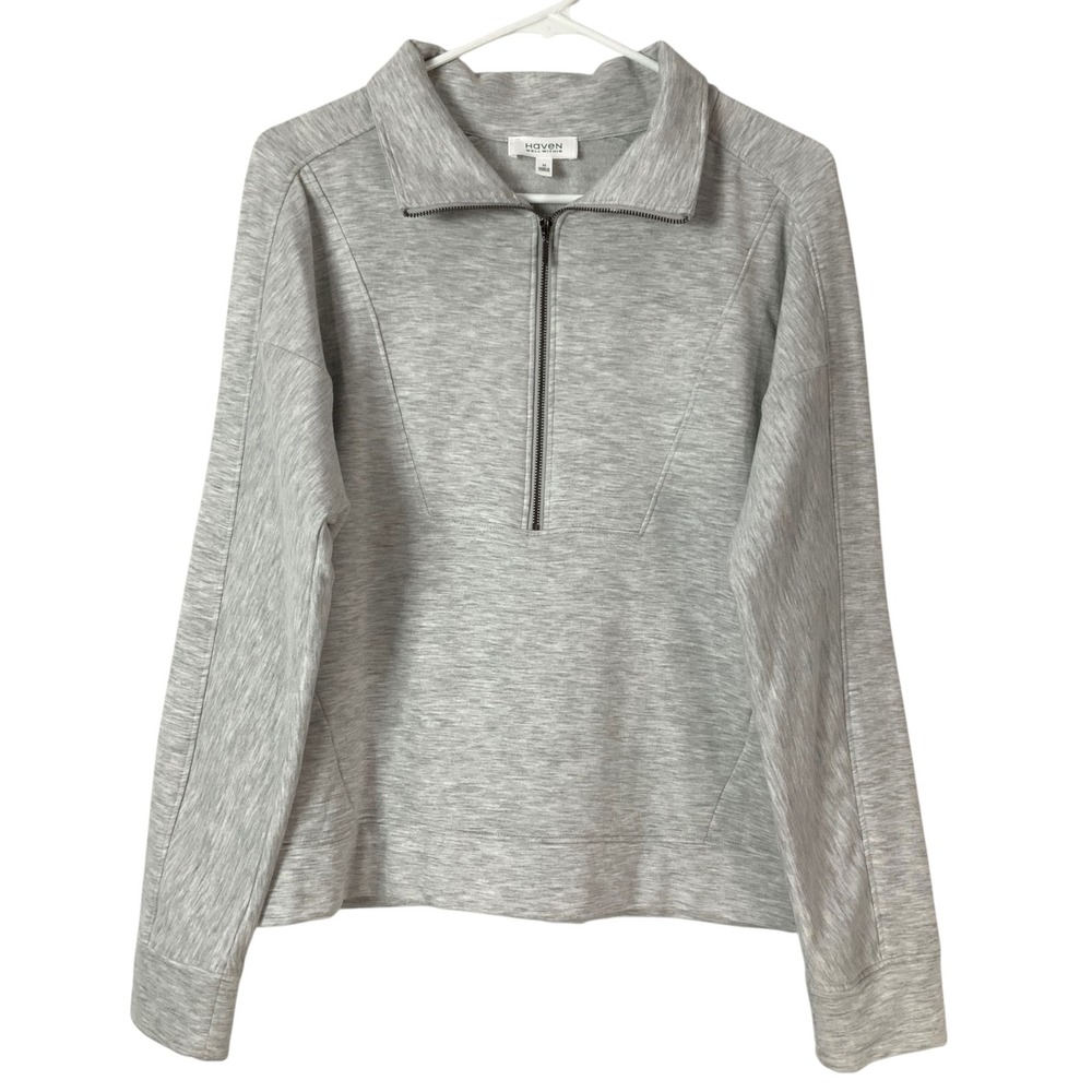 Haven Well Within Gray Pullover M Quarter Zip Mock Neck Long Sleeve Fleece